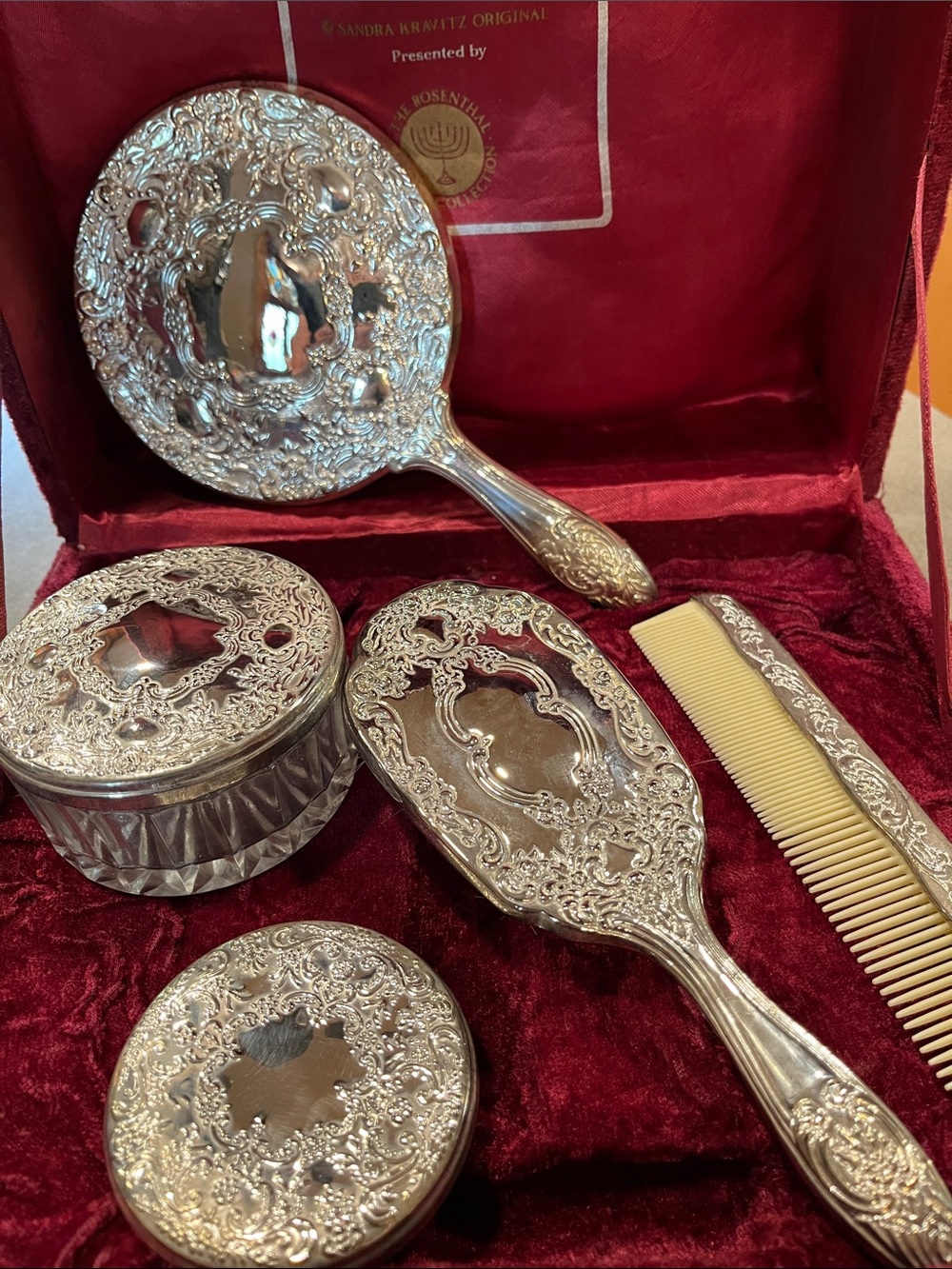 Vintage 5-Piece Silver Plated Vanity Set